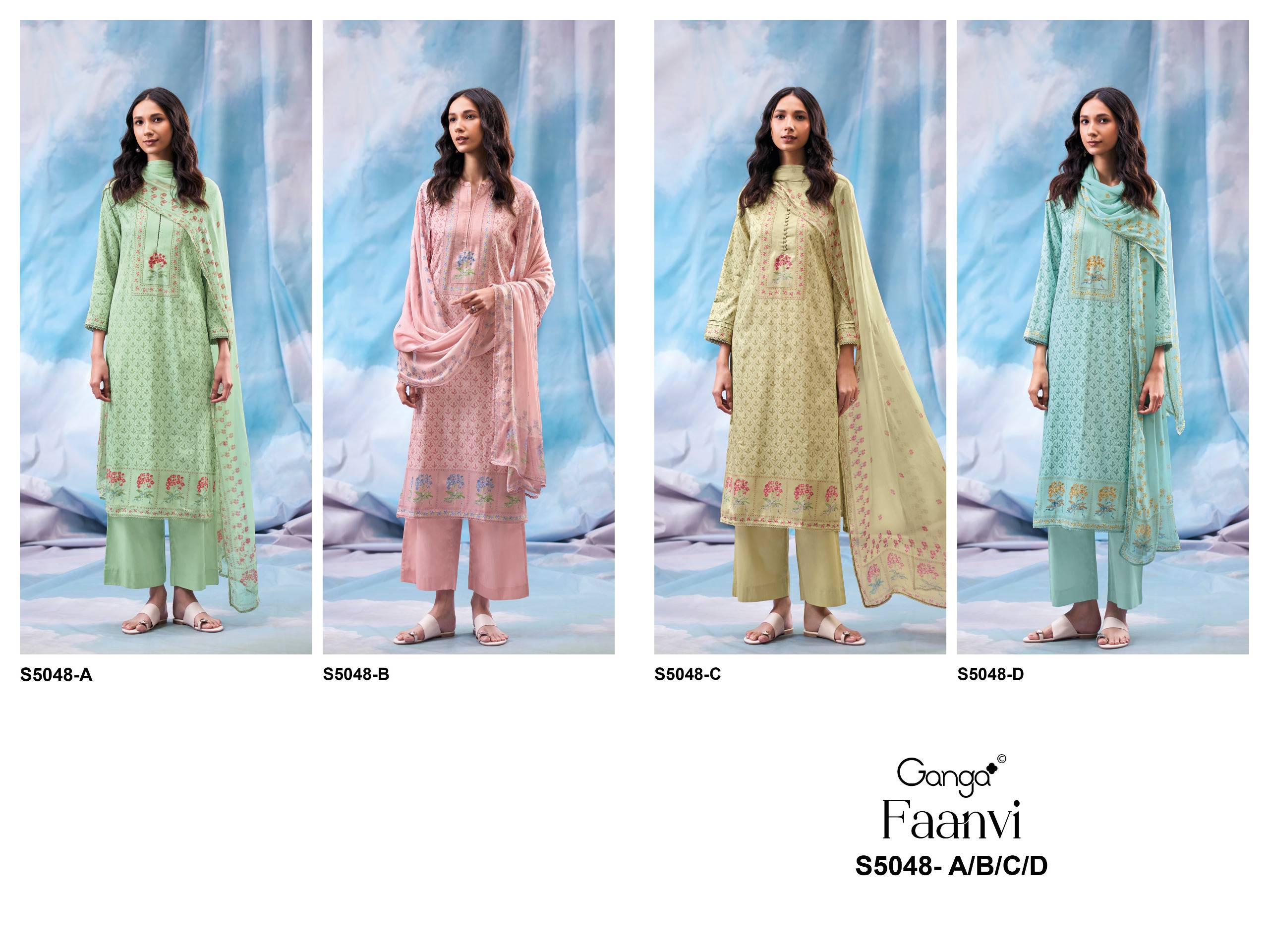 FAANVI 5048 SERIES BY GANGA FASHION Beautiful Colourful COTTON SATIN Dresses At Wholesale Price